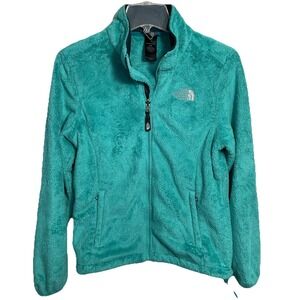 The North Face Women'a Aqua Blu Fleece Full Zip Mock Neck Soft Fuzzy Jacket Sz S